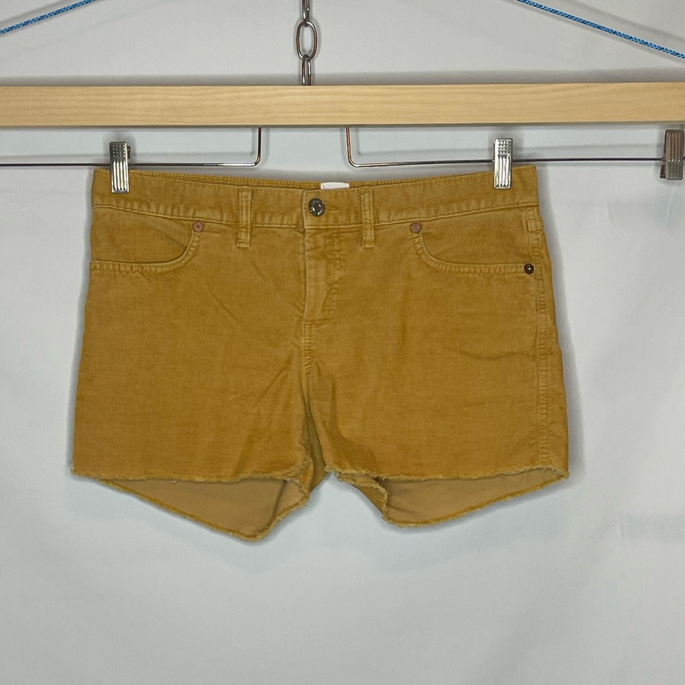 GAP frayed hem stretch corduroy mid rise gold Sz 8
